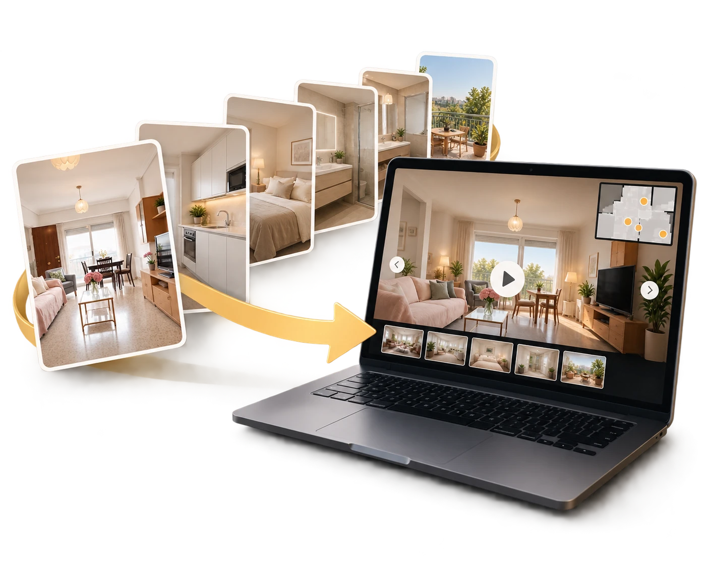 Fotografías de una vivienda convertidas en un recorrido inmobiliario